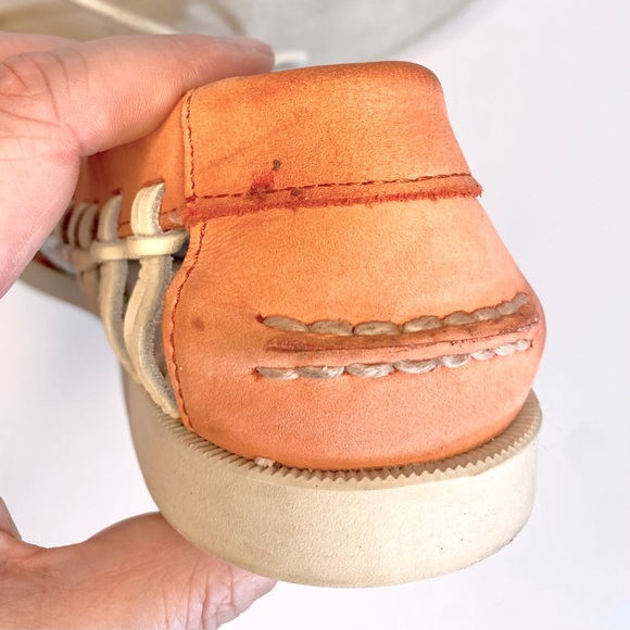 Sperry Top-Sider #STS95546 Peach with open white leather woven sides - Picture 8 of 11